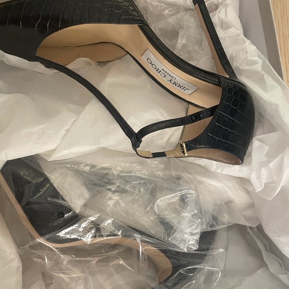 Jimmy Choo crocodile t strap heels size 38.5 - Picture 3 of 5